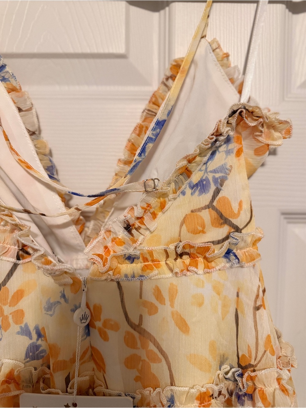 NWT Hello Molly Floral Ruffle Tiered Mini Dress | Cream | Size S (AU 8) - Picture 6 of 10